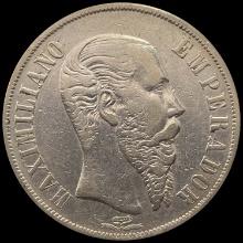 1867-Mo Mexico Silver Peso Maximilian I CLOSELY UNCIRCULATED