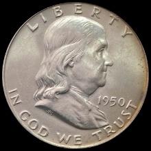 1950-D Silver Half Dollar Franklin GEM BU