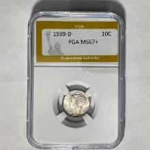 1939-D Mercury Dime PGA MS67+