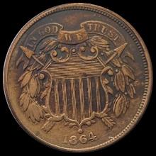 1864 Bronze Two-Cent Piece LIGHTLY CIRCULATED
