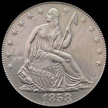 1858 Seated Liberty Half Dollar CHOICE BU