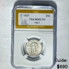 1917 25C Standing Liberty PGA MS66 FH