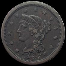 1847 Braided Hair Large Cent CLOSELY UNCIRCULATED