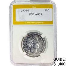 1905-S Barber Half Dollar PGA AU58