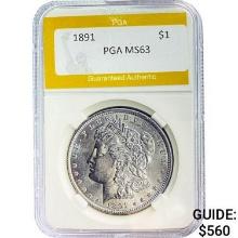 1891 Morgan Silver Dollar PGA MS63