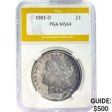 1881-O Morgan Silver Dollar PGA MS64