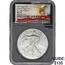 2021 Eagle S$1 Heraldic Eagle T-1 NGC MS