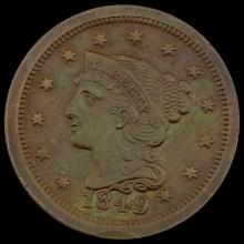 1849 Braided Hair Large Cent CLOSELY UNCIRCULATED CLOSELY UNCIRCULATED