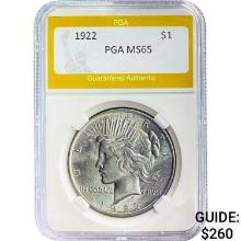 1922 $1 Peace Dollar PGA MS65