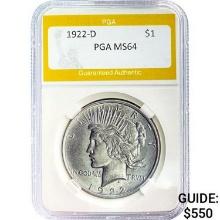 1922-D Peace Dollar PGA MS64