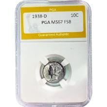 1938-D Mercury Dime PGA MS67 FSB