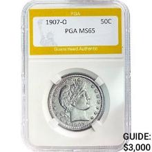 1907-O Barber Half Dollar PGA MS65