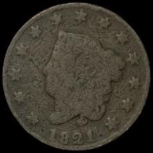 1821 Coronet Head Large Cent LIGHTLY CIRCULATED