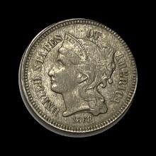 1868 Nickel Three-Cent Piece ABOUT UNCIRCULATED