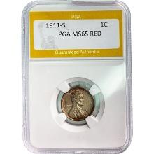 1911-S Lincoln Cent PGA MS65 RED