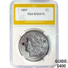 1897 Morgan Silver Dollar PGA MS64 PL