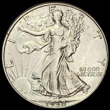 1938-D Silver Walking Liberty Half Dollar CLOSELY UNCIRCULATED