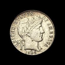1908 Barber Dime ABOUT UNCIRCULATED