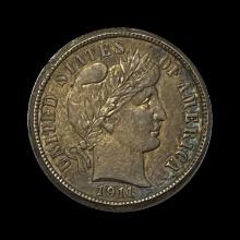 1911-S Silver Barber Dime ABOUT UNCIRCULATED