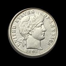 1892 Silver Barber Dime ABOUT UNCIRCULATED
