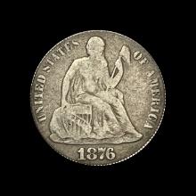 1876-CC Silver Seated Liberty Dime LIGHTLY CIRCULATED