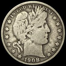1908 Silver Half Dollar (Barber) LIGHTLY CIRCULATED