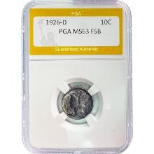 1926-D Mercury Dime PGA MS63 FSB