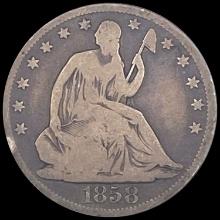 1858-S Silver Half Dollar LIGHTLY CIRCULATED
