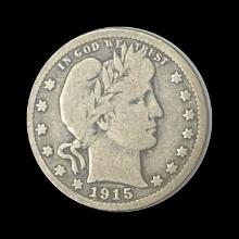 1915-S Silver Barber Quarter LIGHTLY CIRCULATED