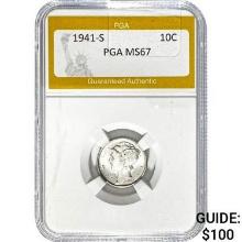 1941-S Mercury Dime PGA MS67