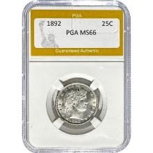 1892 Barber Quarter PGA MS66