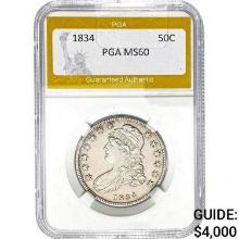 1834 Capped Bust Half Dollar PGA MS60