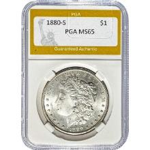 1880-S Morgan Silver Dollar PGA MS65