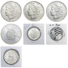 1878-1961 GEM BU US and Foreign Silver Dollar Lot [7 Coins]