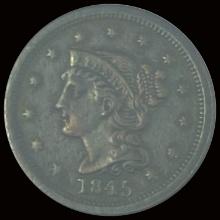 1845 Braided Hair Large Cent LIGHTLY CIRCULATED