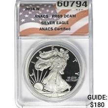 2018-W Silver Eagle ANACS PR69 DCAM