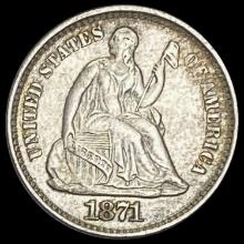 1871 Seated Liberty Half Dime CLOSELY UNCIRCULATED CLOSELY UNCIRCULATED