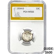 1934-D Mercury Dime PGA MS66