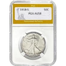 1918-S Walking Liberty Half Dollar PGA A