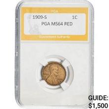 1909-S Lincoln Cent PGA RED MS64