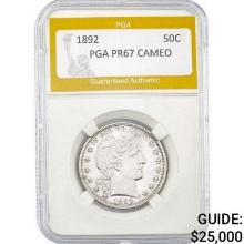 1892 50C Barber Half Dollar PGA CAM PR67