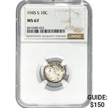 1945-S Mercury Dime NGC MS67