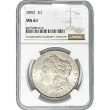 1892 Morgan Silver Dollar NGC MS61