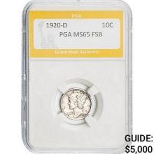 1920-D Mercury Dime PGA MS65 FSB MS65
