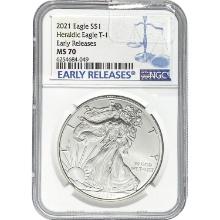 2021 $1 Silver Eagle NGC MS70 Early Rele