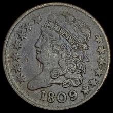 1809 Classic Head Half Cent CLOSELY UNCIRCULATED CLOSELY UNCIRCULATED
