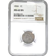 1866 Indian Head Cent NGC MS62 BN