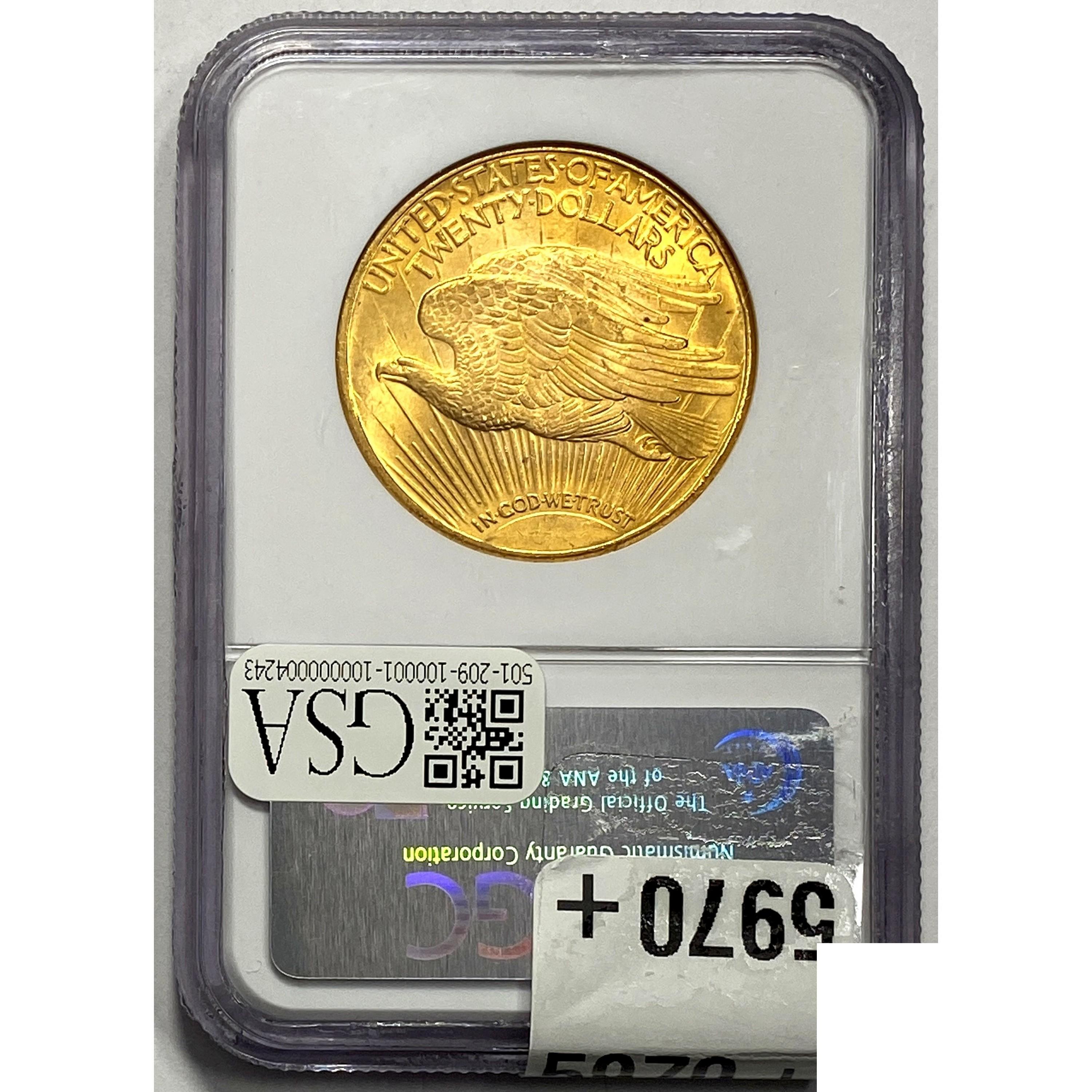 1925 $20 Gold Double Eagle NGC MS63
