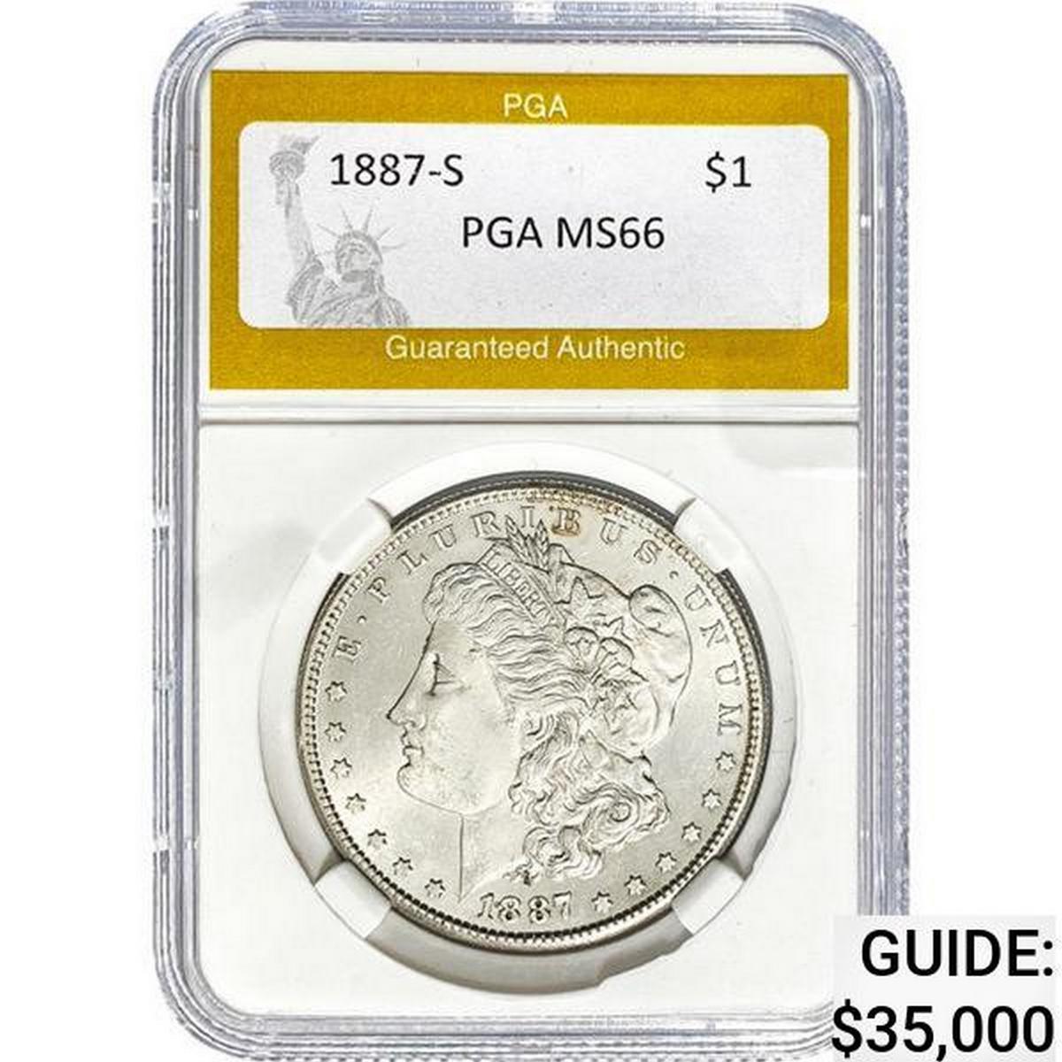 1887-S Morgan Silver Dollar PGA MS66 MS66
