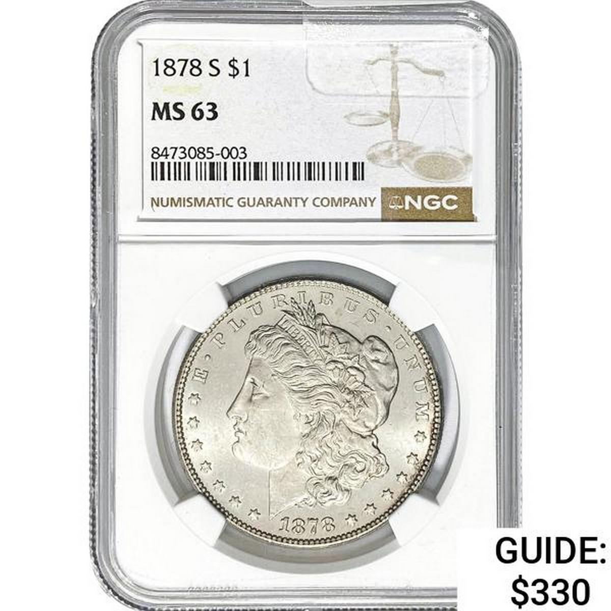 1878 S $1 Morgan Dollar NGC MS63